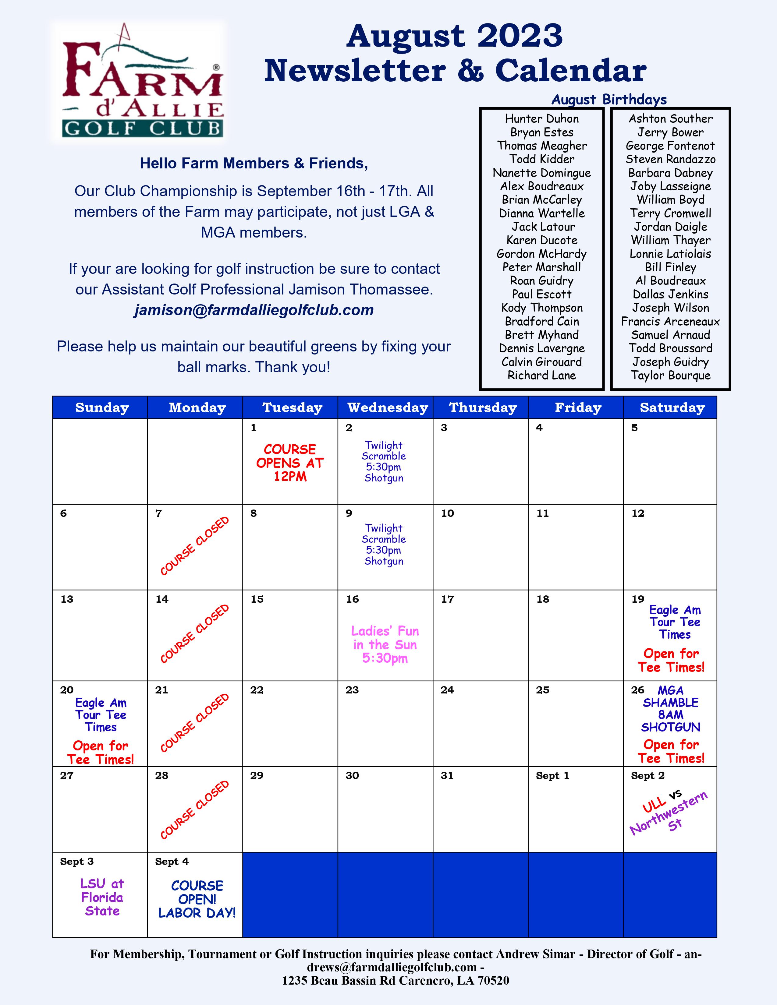 August 2023 Newsletter